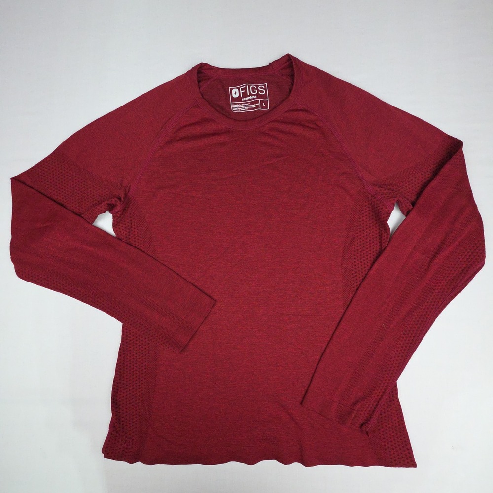 FIGS Seamless W18KW1002 Underscrub Top Women Large Maroon Long Sleeve Scrubs